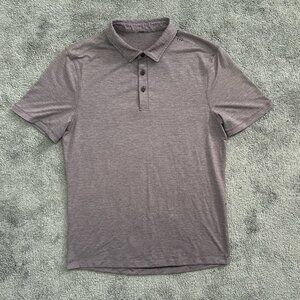 Lululemon Evolution Polo Mens Medium Agile Stripe Heathered Arctic Plum Obsidian